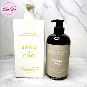 2 Pk SAND + FOG VANILLA CAKE Hand Soap & Body Wash Shower Gel